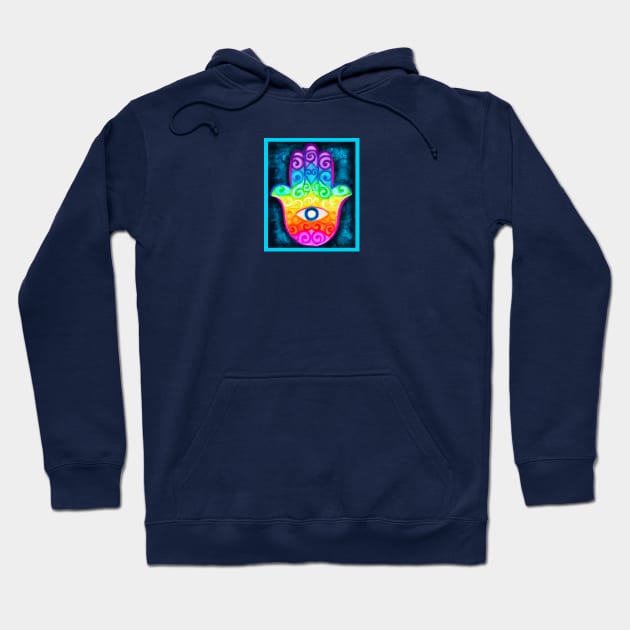 Rainbow Hamsa Evil Eye Protection Amulet Hoodie by Kraken Sky X TEEPUBLIC